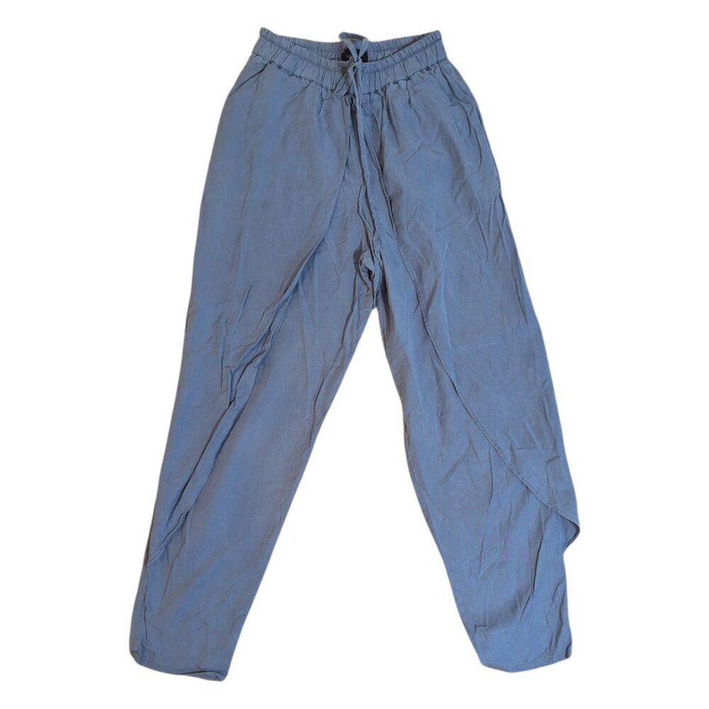 Relaxed Drawstring Women's Trousers in Slate Blue